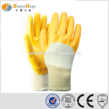 knit wrist yellow flat protective gloves